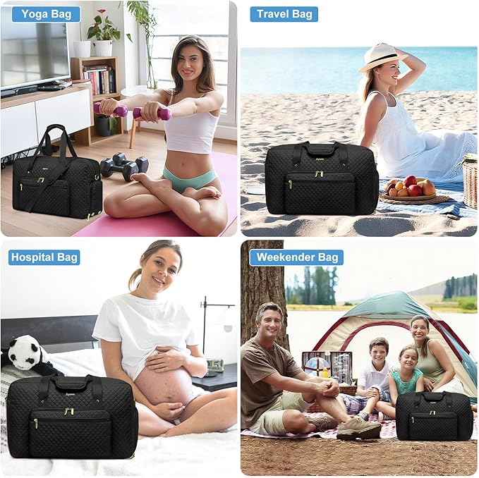 Large Weekender Travel Duffle Bag - With Shoe Compartment Weekender Bags for Womens Carry on Overnight Bag with Toiletry Bag Gym Duffel Bags with Wet Pocket Hospital Bags for Women Labor and Delivery
