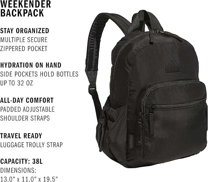 adidas Weekender Backpack – Compact Lightweight Everyday Bag, 19L