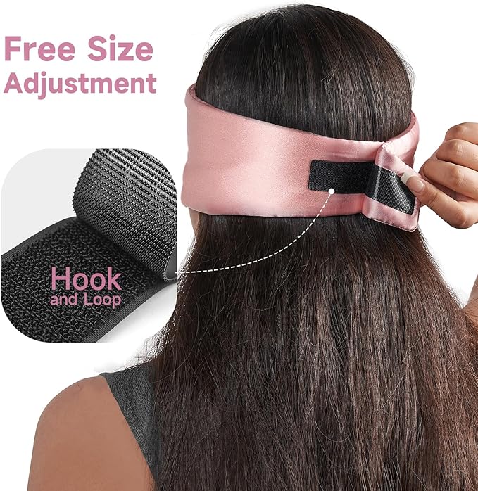 Umisleep Soft Sleep Mask, Blackout Eye Mask for Side Sleepers, Comfortable Sleep Mask for Women Men, Satin Eye Masks for Sleep with Wide Band, Smooth Sleeping Mask, Blindfold, Pink
