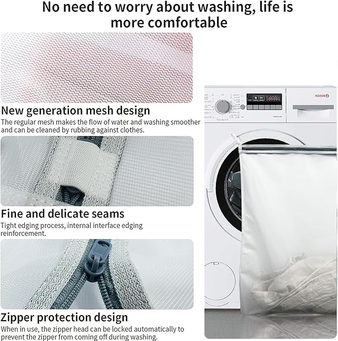 PROMEED Reusable Mesh Laundry Bag for Delicates, Large Size Wash Bag for Mulberry Silk Pillowcase Fitted Sheet Flat Sheet,1Pc Washing Machine Wash Bags for Shirt,Blouse,Underwear,Baby Clothes(20"x24")
