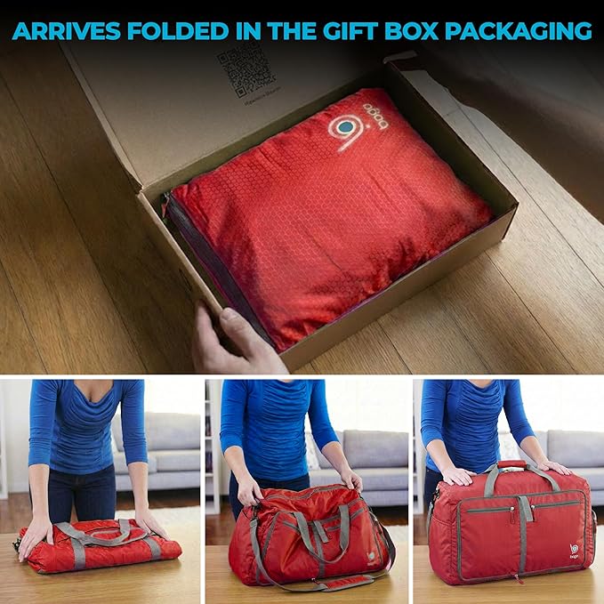 Bago Large Duffle Bag for Travel Women & Men. Durable Lightweight Foldable Travel Duffel Bags For Traveling Women. 80L Duffle Bags For Overnight Bag With Shoe Compartment Collapsible Weekender duffel
