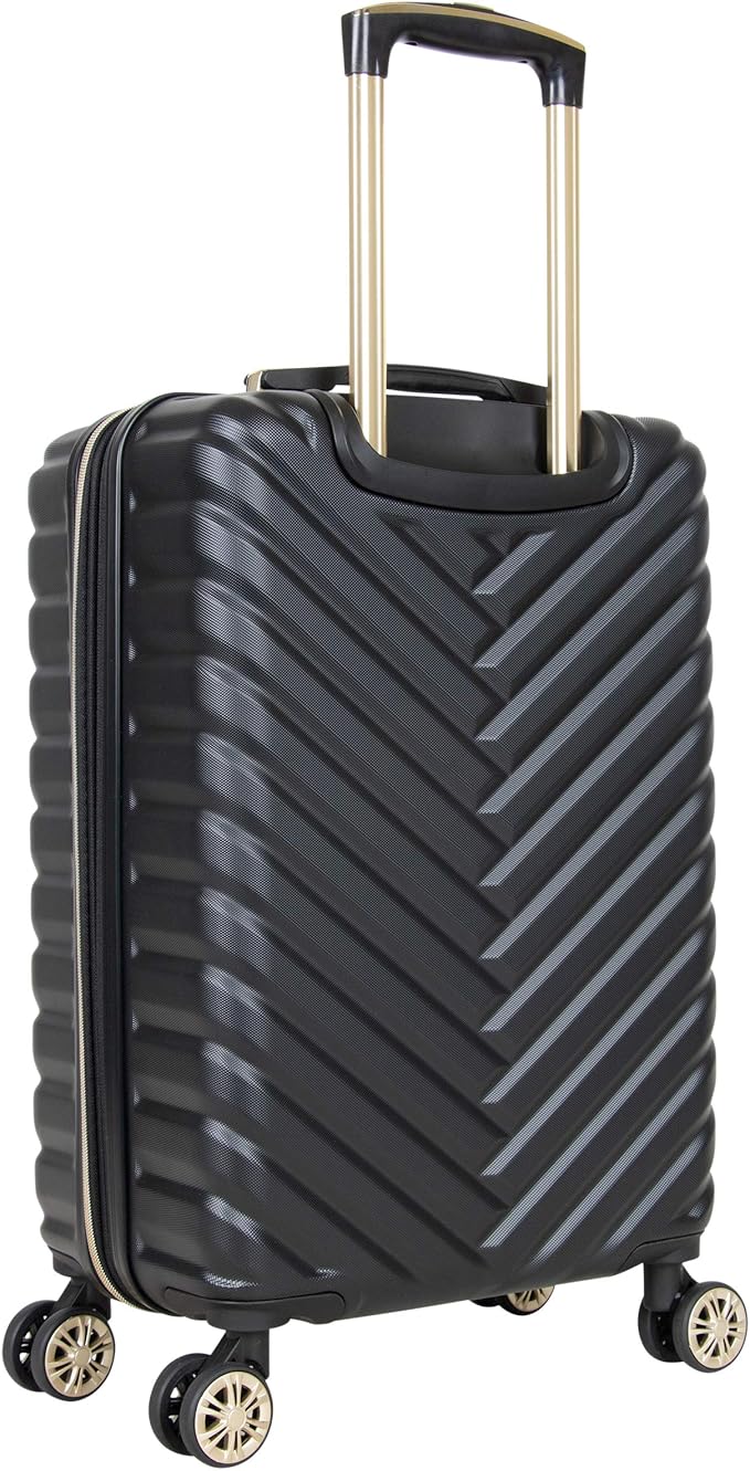 Kenneth Cole REACTION Madison Square Lightweight Hardside Chevron Expandable Spinner Luggage, Black, 2-Piece (20" Carry On + Backpack)