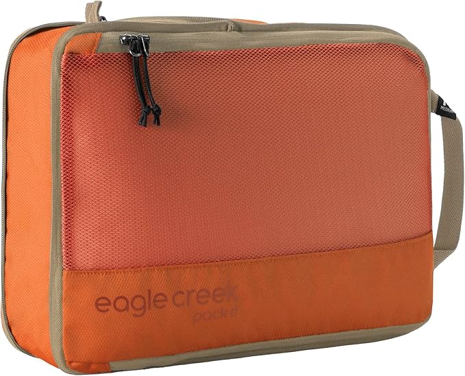 Eagle Creek Pack-It Reveal Compression Cube - Lightweight Compression Cube for Optimizing Luggage Space - Convenient Top Handle - Easy-Grab Zipper - Washable - Medium - Mandarin