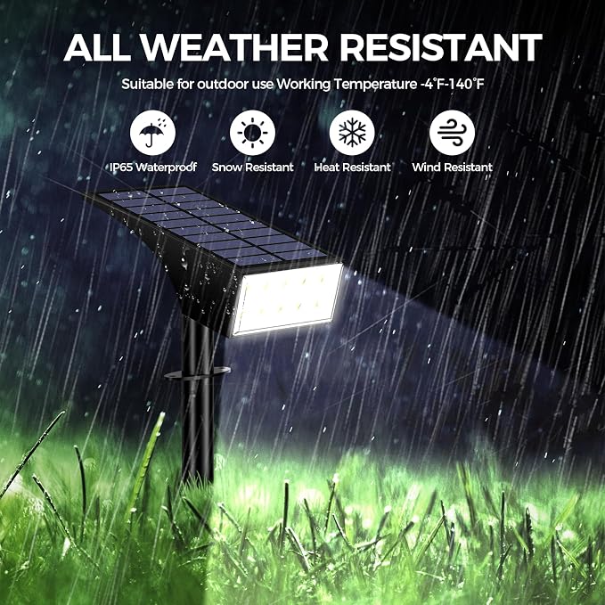 Solar Lights Outdoor Waterproof IP65, Landscape Lights, 6 Pack, Cool White | IP65 Waterproof, Auto On/Off LED Powered Yard Garden Flood Solar Light for Outside Pathway Wall Tree Lawn Uplights Lights
