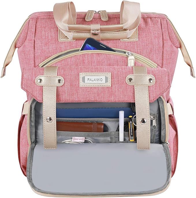 FALANKO Laptop Backpack for Women,Large Computer Backpack for 17 Inch Laptop, Water Resistant Teacher work nurse Doctor Bookbag