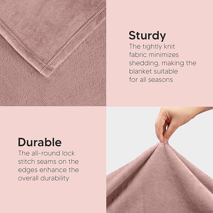 Utopia Bedding Fleece Blanket Queen Size Rose Pink 300GSM Luxury Anti-Static Fuzzy Soft Microfiber Bed Blanket (90x90 Inch)