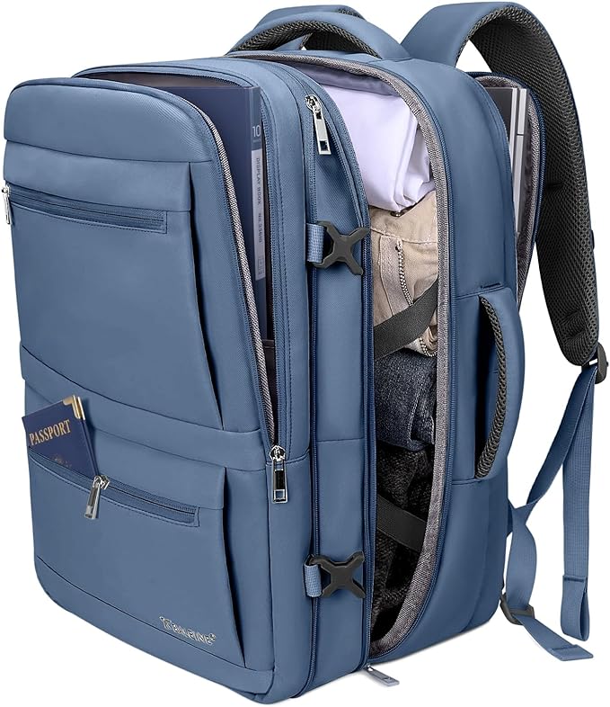 BALEINE Travel Backpack for Women Men, Large Sturdy Carry On Laptop Backpack Gifts for Business, Casual, Weekender, Hiking (XL, Dusty Blue)