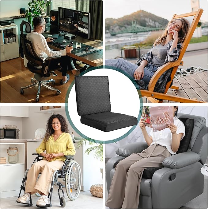 BALAPET Recliner Cushions for Long Sitting, Egg Crate Foam Recliner Cushion for Elderly Reduces Muscle Fatigue and Provides Air Flow, Extra Large Non-Slip Seat Cushion with Back Support(20*20*4in)