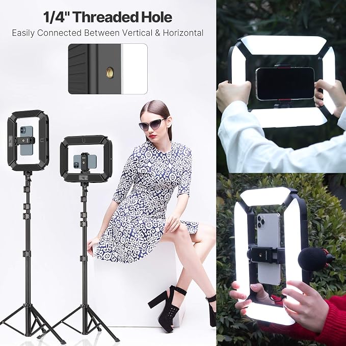 Smartphone Video Rig PICTRON U200 Handheld LED Ring Light Selfie Light | Phone Video Stabilizer for Camera, Smartphone, Action Camera, YouTube, Setup, Filmmaking, Makeup, Vlogging