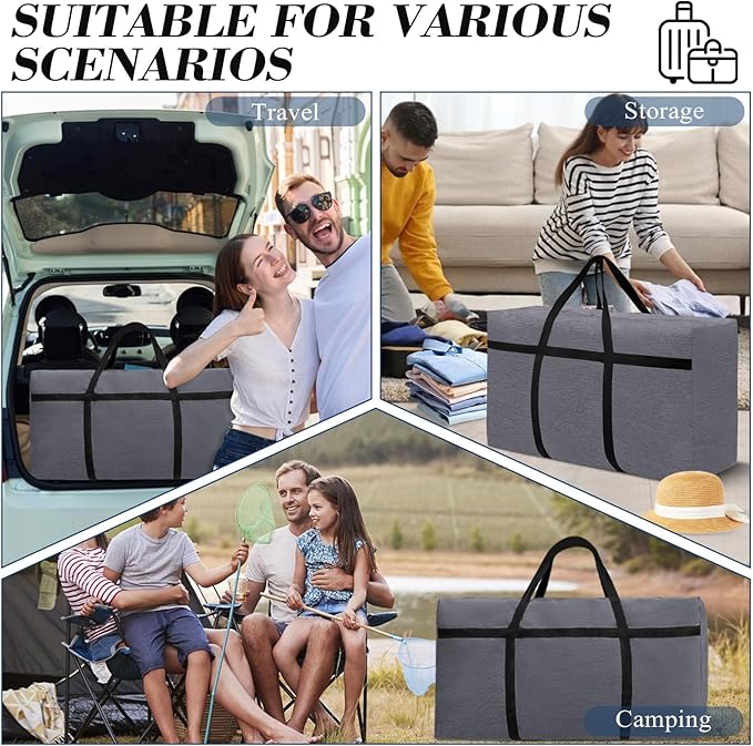 Extra Large Duffle Bag 90L/23.77Gal Moving Bag Tear Resistant Heavy Duty Storage Bags Lightweight Big Luggage Bag for Camping, Travel, Moving (Grey)