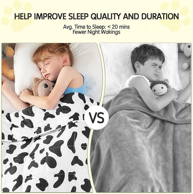 yescool Cow Print Weighted Blanket 5 Pounds Cooling Weighted Lap Blanket, Heavy Blankets, Comfortable Weighted Throw Blanket Gifts for 40-60lbs, 36"x48"