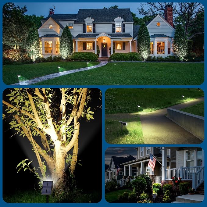 Solar Lights Outdoor Waterproof IP65, Landscape Lights, 6 Pack, Cool White | IP65 Waterproof, Auto On/Off LED Powered Yard Garden Flood Solar Light for Outside Pathway Wall Tree Lawn Uplights Lights