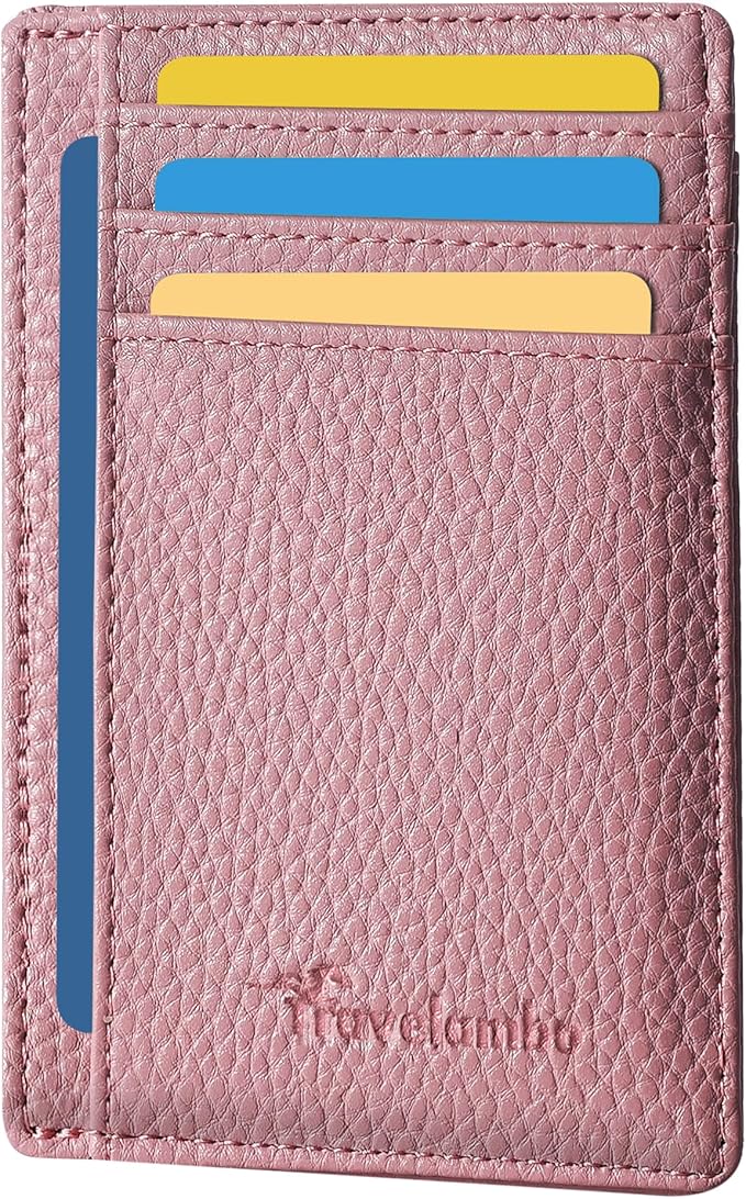 Travelambo Slim Wallet Front Pocket Minimalist Leather RFID Blocking Medium Size