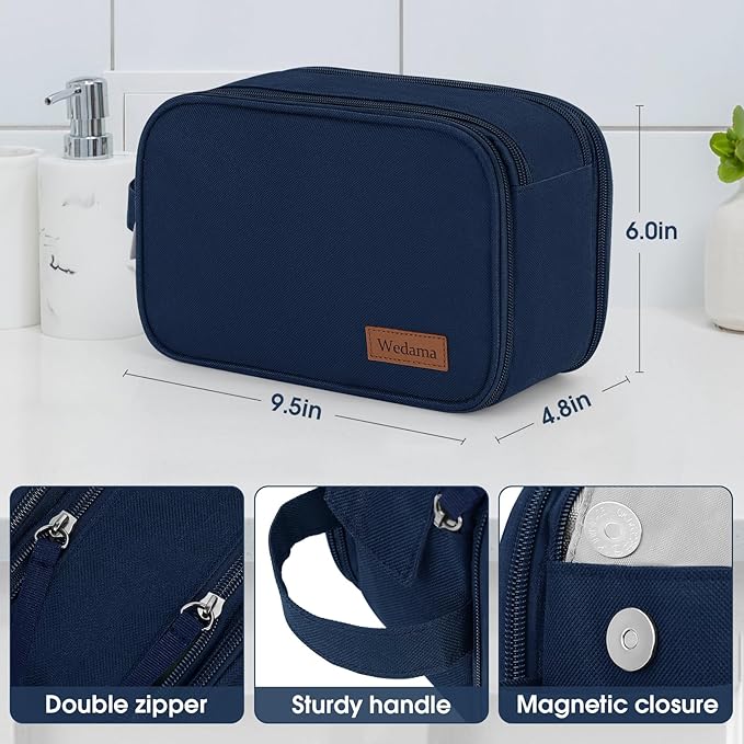 Wedama Toiletry Bag for Men, Handheld Travel Bag, Waterproof Toiletries, Thickened Polyester Dopp Kit, Toiletries Business Trips and Camping, Blue