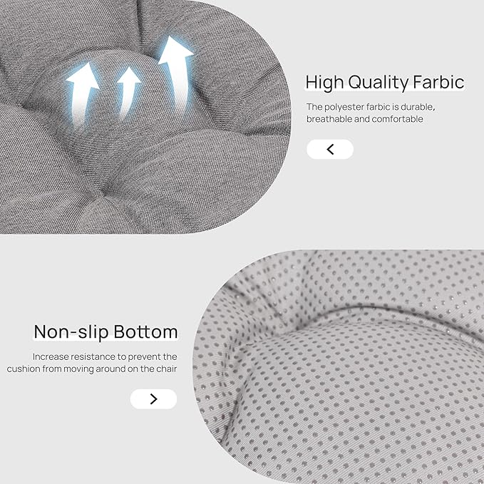 Love's cabin Memory Foam Chair Cushions Set of 4, 19"x19"x3.5" Indoor & Outdoor Seat Pads for Dining, Kitchen, Office, Patio Chairs - Grey