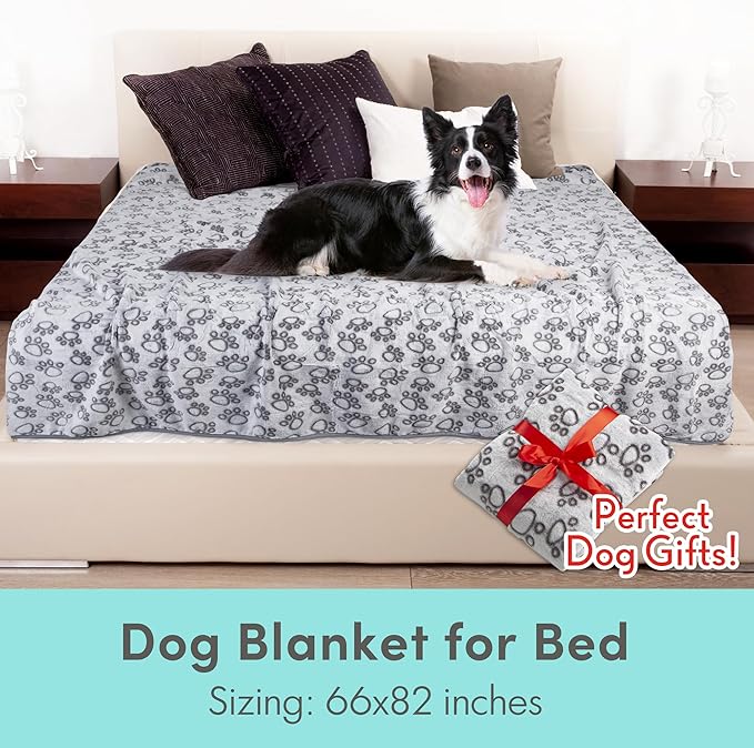 Stuffed Premium Soft Dog Blankets for Large Dogs, Large Cat Blanket Washable for Human Bed Couch Protection Cover, Dog Essentials for Dog, 66 * 82 inches, Grey