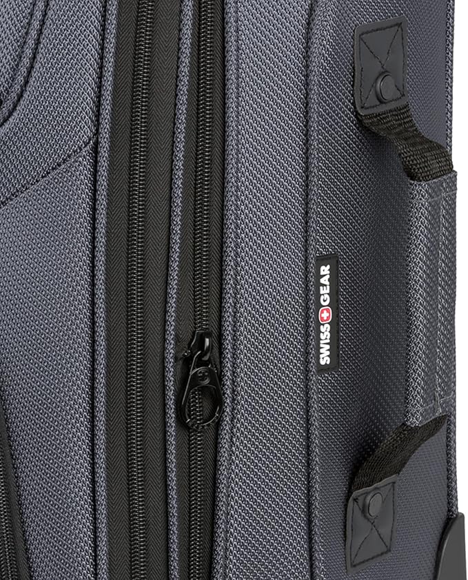 SWISSGEAR Sion Softside Expandable Spinner Luggage Durable Lightweight Travel Suitcase, Dark Grey, Carry-On 21-Inch
