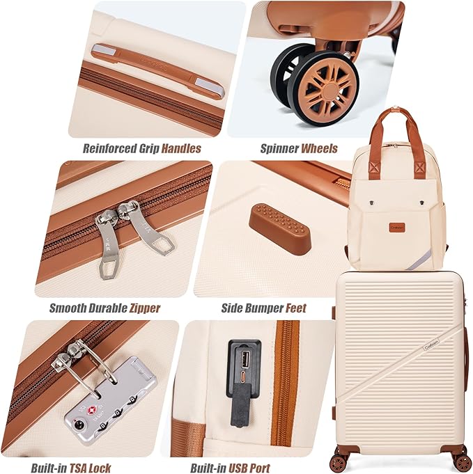 Luggage Sets 5 Piece Suitcases with Wheels, Suitcase Set ABS Hard Case Luggage with TSA Lock Spinner Wheels Durable Travel Luggage (5-Piece Set(20"/24"/28"))