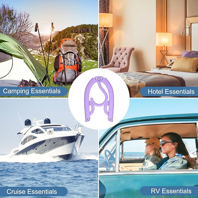 12 Pcs Portable Travel Hangers for Cruise Ship Essentials 2026, Plastic Folding Foldable Hangers Clothes Drying Rack Travel Accessories for Suitcase, RV, Camping, Flying, Hotel, Road Trip (Multi)