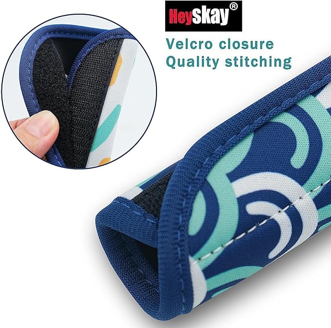 HEYSKAY 3pcs Neoprene Luggage Handle Wrap for Suitcase Identifier Travel Bag Wraps Luggage ID Tags Cover (Number dots Print)