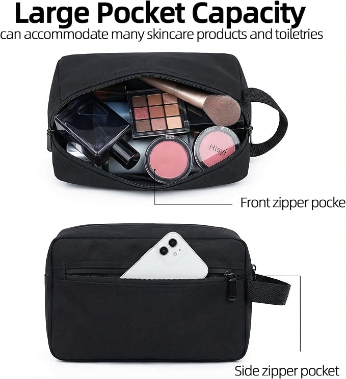 Travel Toiletry Bag for Women Men, Small Makeup Bag, Water-Resistant Cosmetic Bag, Cosmetic Pouch, Traveling Dopp Kit, Travel Essentials Accessories (Grey)