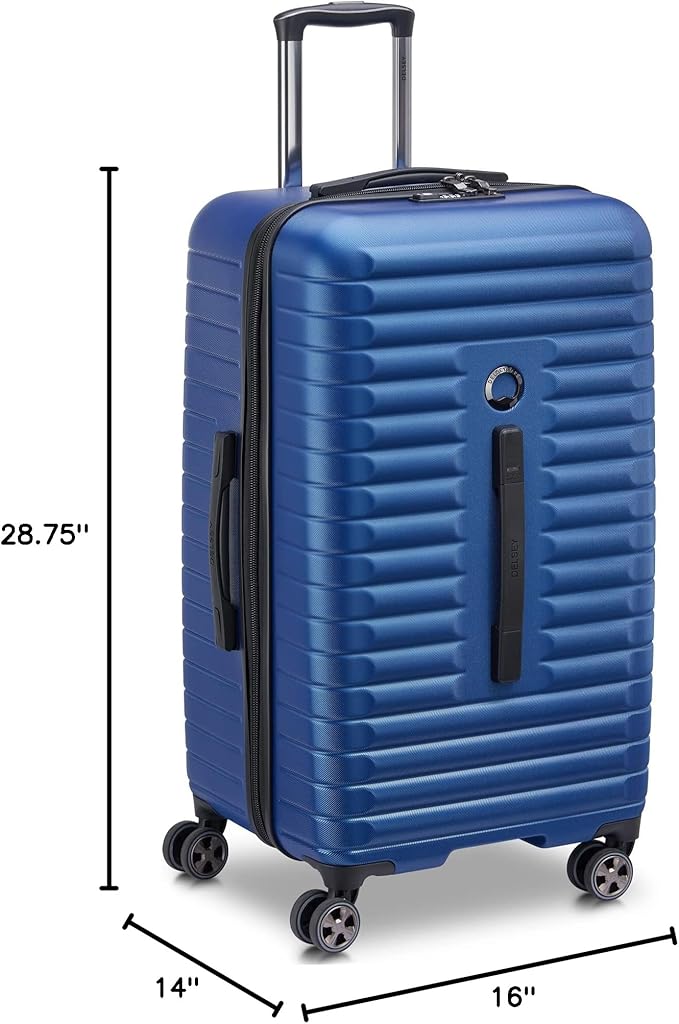 DELSEY PARIS Cruise 3.0 Hardside Expandable Luggage with Spinner Wheels, Blue, Checked 26 Inch Trunk