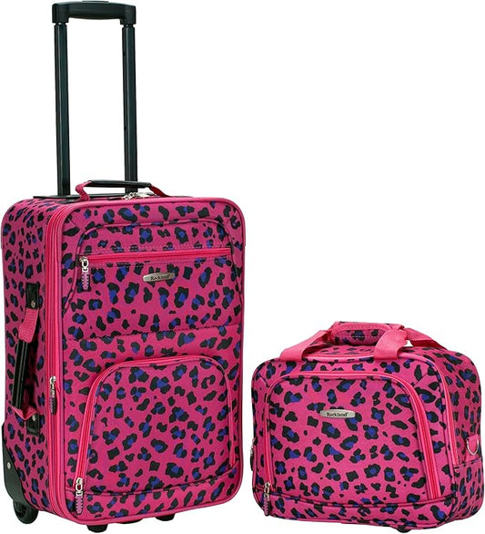 Rockland Fashion Softside Upright Luggage Set, Magenta Leopard, 2-Piece (14/19)