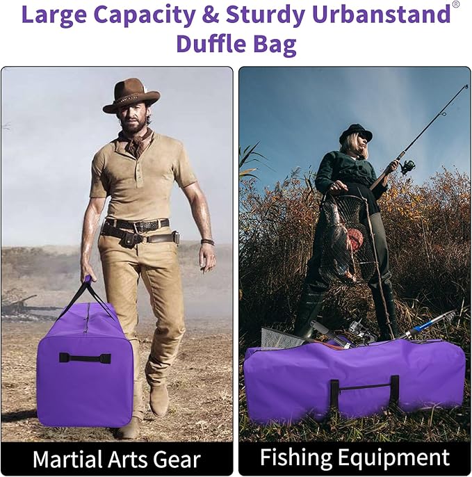 Urbanstand 48 Inch Travel Duffle Bag Extra Large Sport Equipment Duffel Bags with 2-way Lockable Zippers (Purple 2Pack)