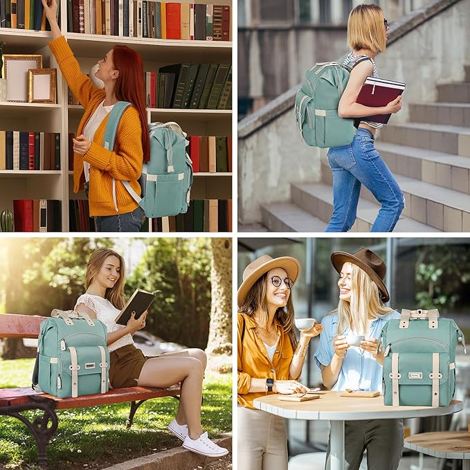FALANKO Laptop Backpack for Women,Doctor Teacher Nurse Work Bookbag for 15.6 Inch Laptop,Large Travel Wide Open College Shoulder Purse Bag With RFID Anti Theft