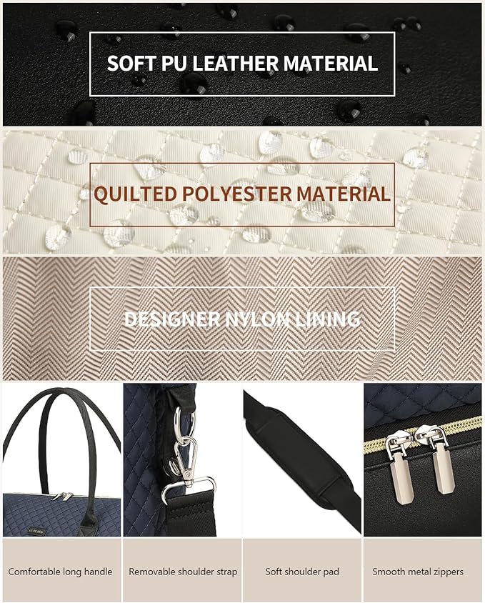 Duffle Bag for Women Travel, Weekender Bag Overnight Bag with Shoe Compartment, Carry on Bag with Crossbody Purse for Over Night, Weekend, Yoga, Gym, Business Trips, Hospital, Navy Black