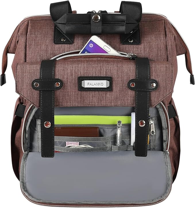 FALANKO Laptop Backpack for Women,Work Doctor Nurse Teacher Travel Backpack for 15.6 Inch Laptop with RFID Anti-theft Water Resistant College Purse Business Computer Bookbag