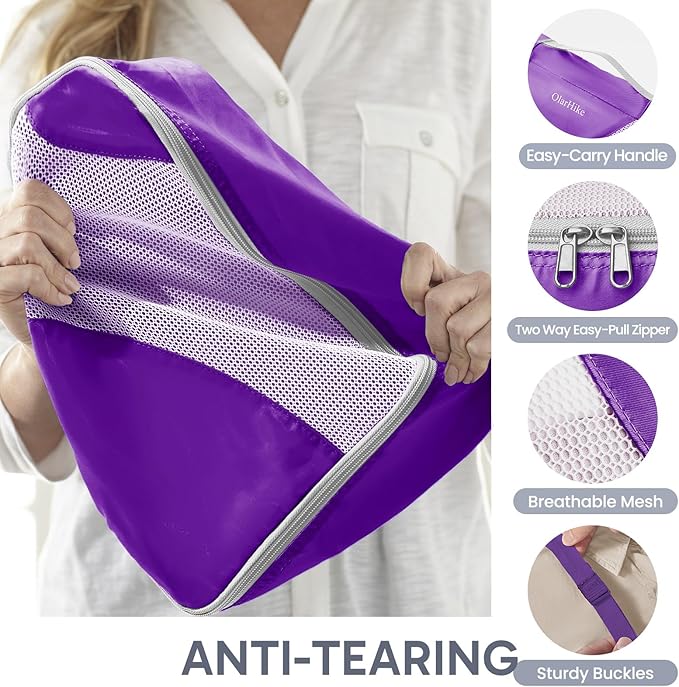 10 Set Packing Cubes for Travel, Gifts for Women Mom,Anti-Tearing Suitcase Organizer for Luggage with Shoe & Hanging Toiletry Bag,OlarHike Vacation Essentials & Accessories for Cruise Ship