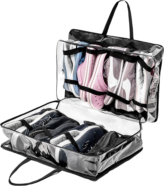 Shoe Travel Bag for 8 Pairs of Shoes - Travel Shoe Organizer - Portable Luggage Multiple Shoes Carrier Sneaker Bag - Shoe Storage Case