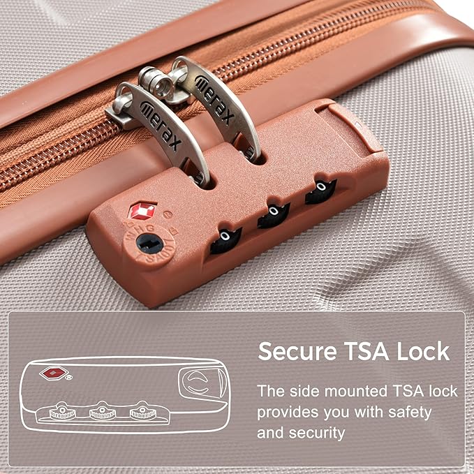 Luggage Set 3 Pcs, ABS Durable Lightweight, 360 Silent Spinner Wheels, Hardshell TSA Lock