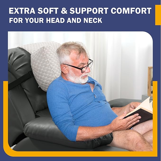 BALAPET Shredded Memory Foam Neck Pillow for Recliners, Ergonomic Headrest Cushion for Neck Pain Relief and Cervical Support, Suitable for Side Sleeping at Home and Office, Patent Pending(Coffee)