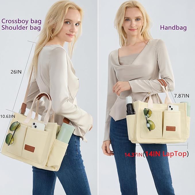 ZHMO Canvas Tote Bag for Women,Women's Bags Crossbody Bags Work Laptop Tote Bag Large Handbags Purse for Travel Nurse Teacher