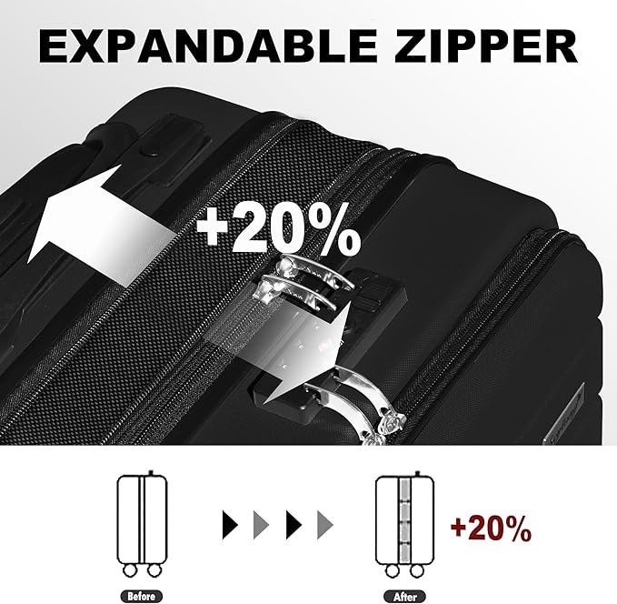 Explorer 20 Inch Carry On - Hardshell Suitcases with Front Pocket, Black