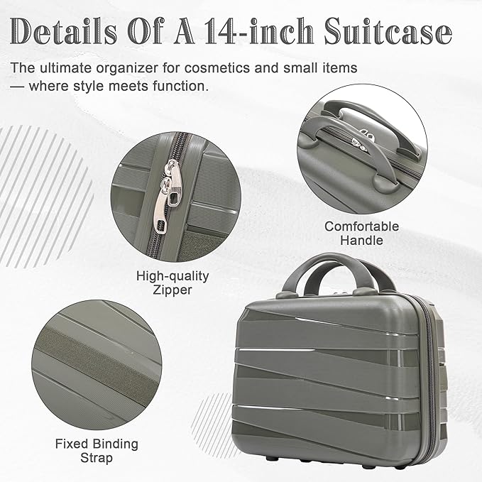 Hardside 4 Luggage Sets, Lightweight Wave Suit Case with Spinner Wheels