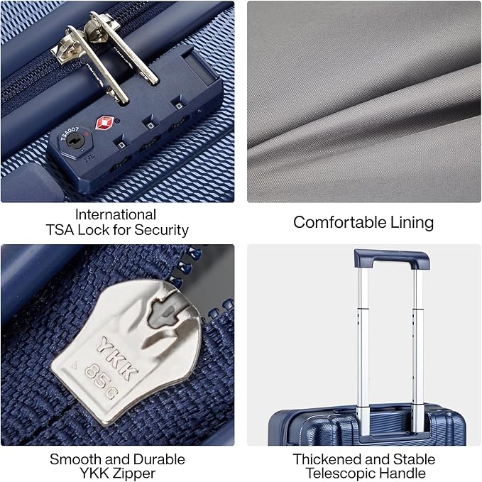 Hanke Luggage Sets 2 piece Carry On Luggage with Wheels PC Hard Shell Suitcases Lightweight Checked Travel Luggage Large Travel Suitcase Woman Men 20/29 Inch(Dark Blue)