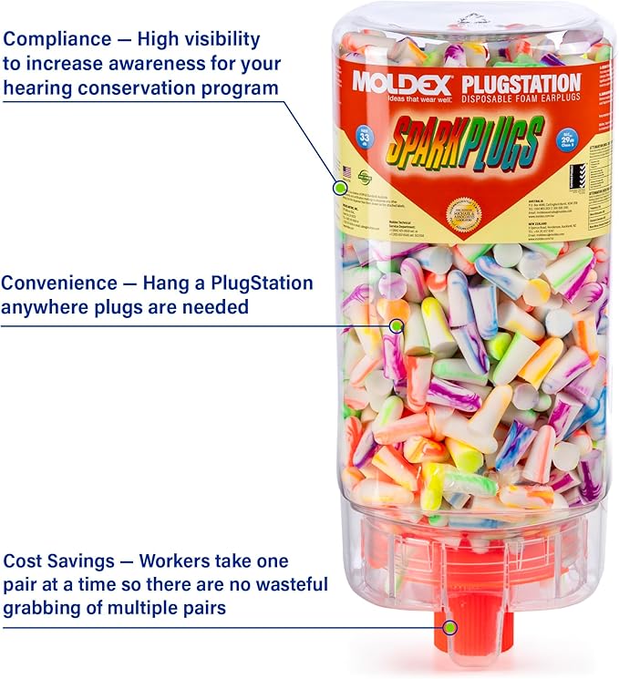 MOLDEX 6645 Sparkplugs Plug station, Earplug Dispenser (Pack of 500)