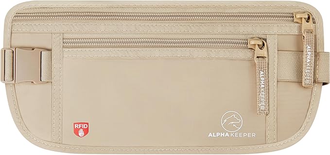 Alpha Keeper Money Belt for Travel Hidden Under Clothes – RFID Blocking Passport Holder & Slim Waist Wallet Pouch for Women & Men, Anti-Theft Travel Accessories