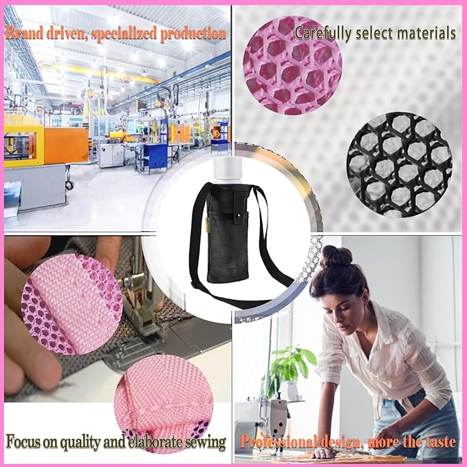 Water Bottle Holder with Strap, Premium Water Bottle Carrier with Strap Easy Clean, Light Water Bottle Carrier Bag, Water Bottle Holder with Pocket for Hiking, Walking, Travel