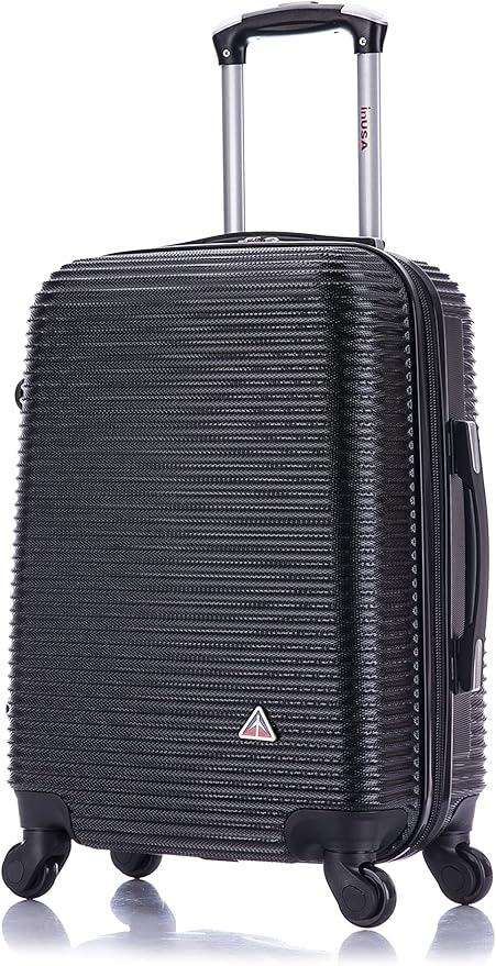 InUSA ROYAL Hardside Luggage with Ergonomic Handles | Spacious Travel Suitcase with Four Spinner Wheels and Studs | 20 Inch Hardside Carry-On Spinner Luggage | Black