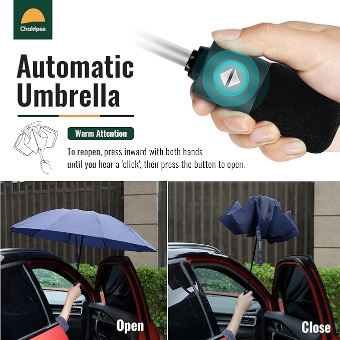 Travel Compact Umbrella Windproof - Portable Automatic Umbrellas for Rain, Inverted Folding Umbrella for Men and Women