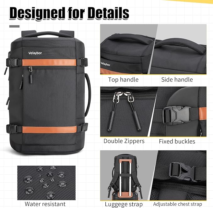 42L Travel Backpack with 4 Packing Cubes, TSA Friendly Flight Approved Carry-On Bag, Water-Resistant Weekender Business Backpack for Men Women, Fits 17.3" Laptop
