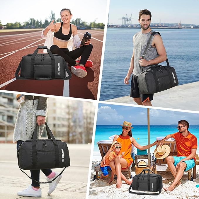 Foldable Travel Duffel Bag, Lightweight & Easy to Carry Water-Repellent Duffle Bag - 2-Way Zipper & Interior Pouch, Ideal for Weekend Trips, Daily Use,Camping，Sports