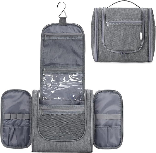 Narwey Hanging Toiletry Bag for Women Travel Makeup Bag Organizer Toiletries Bag Men for Cosmetics Essentials Accessories (Large, Grey)