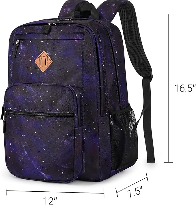 ZORFIN 26L Backpack for College, and Travel: Water Resistant Bookbag - Night Sky