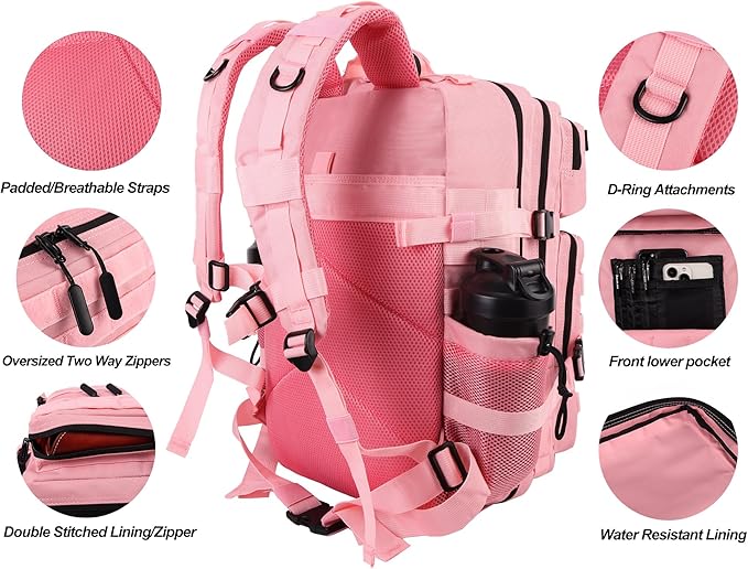 LHI Military Tactical Backpack for Men and Women 45L Army 3 Days Assault Pack Bag Large Rucksack with Molle System