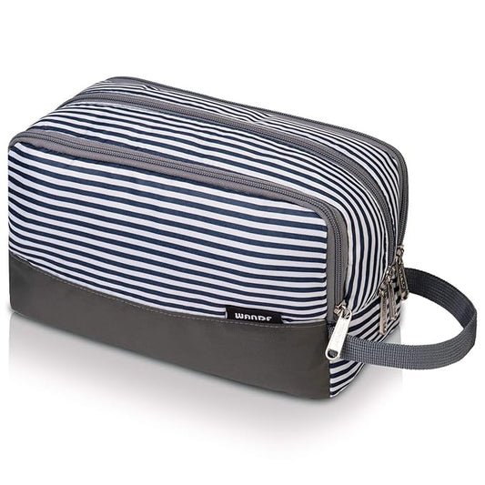 Toiletry Bag for Men Hanging Dopp Kit Water Resistant Shaving Bag Small Toiletry Bag for Traveling (Blue Stripe)
